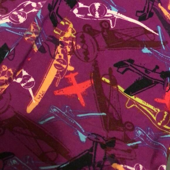 Lularoe leggings one size purple with airplanes - Picture 2 of 4